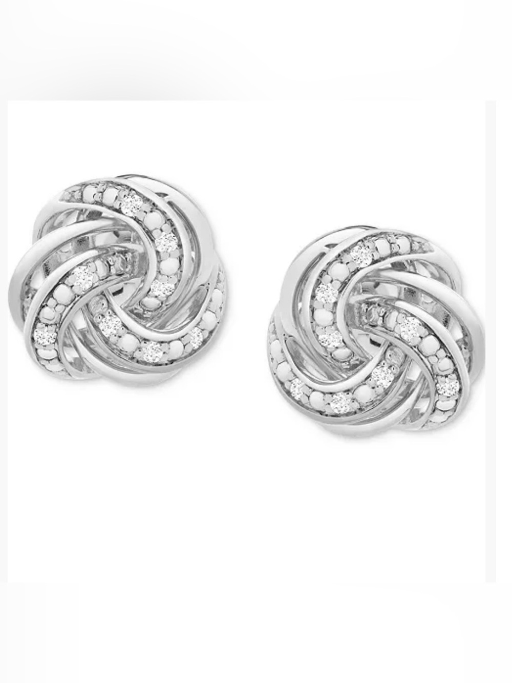 Diamond Love Knot Stud Earrings (1/10 ct. t.w.) in Sterling Silver